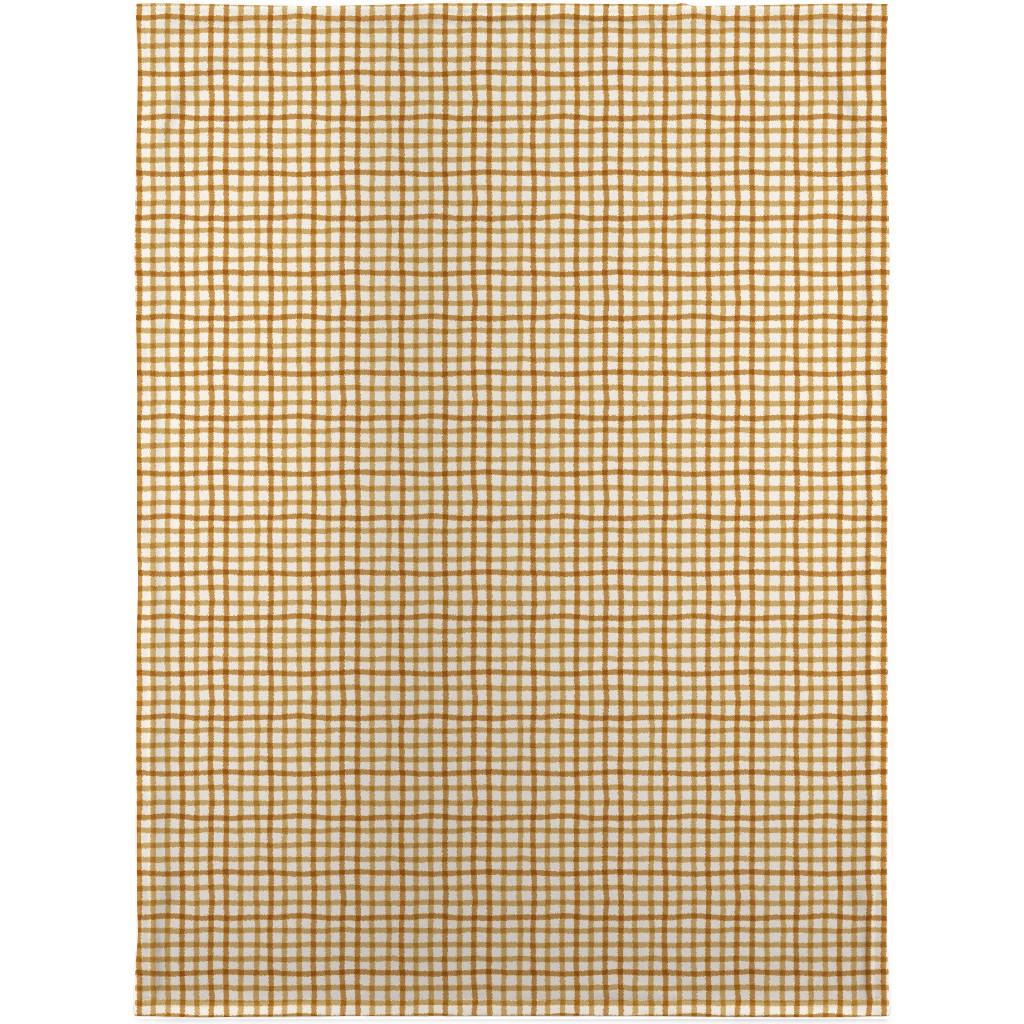 Wobbly Gingham Check Blanket, Plush Fleece, 30x40, Yellow, Golden