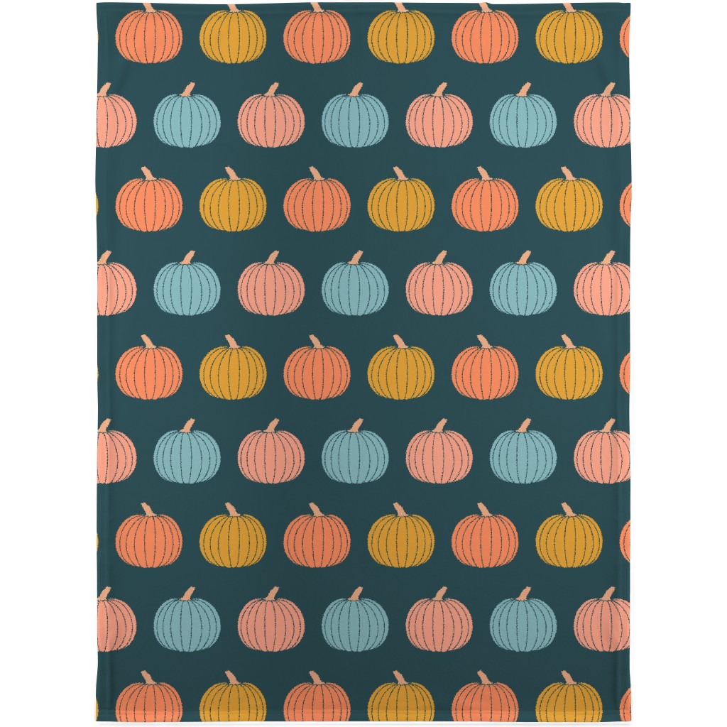 Colorful Halloween - Teal and Orange Blanket, Plush Fleece, 30x40, Multicolor