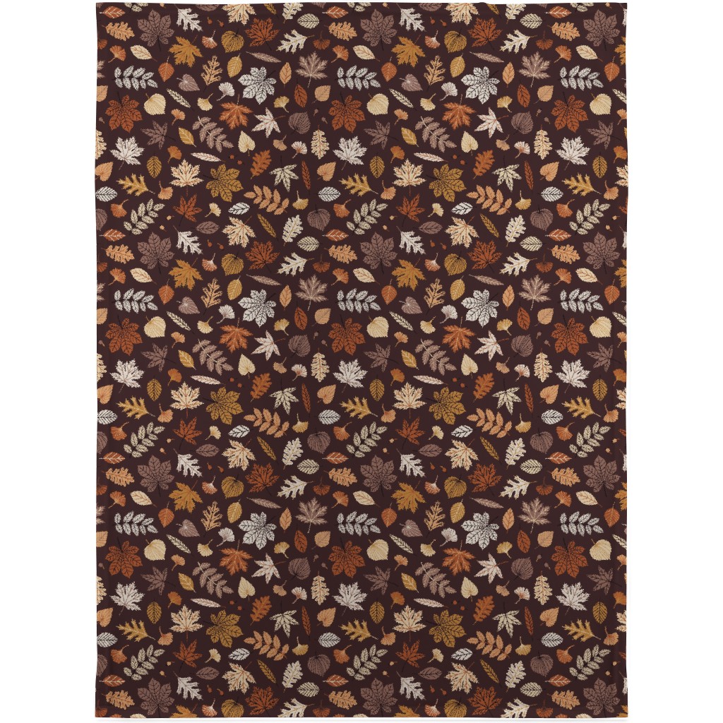 Fall Time Leaves - Brown Blanket, Plush Fleece, 30x40, Brown