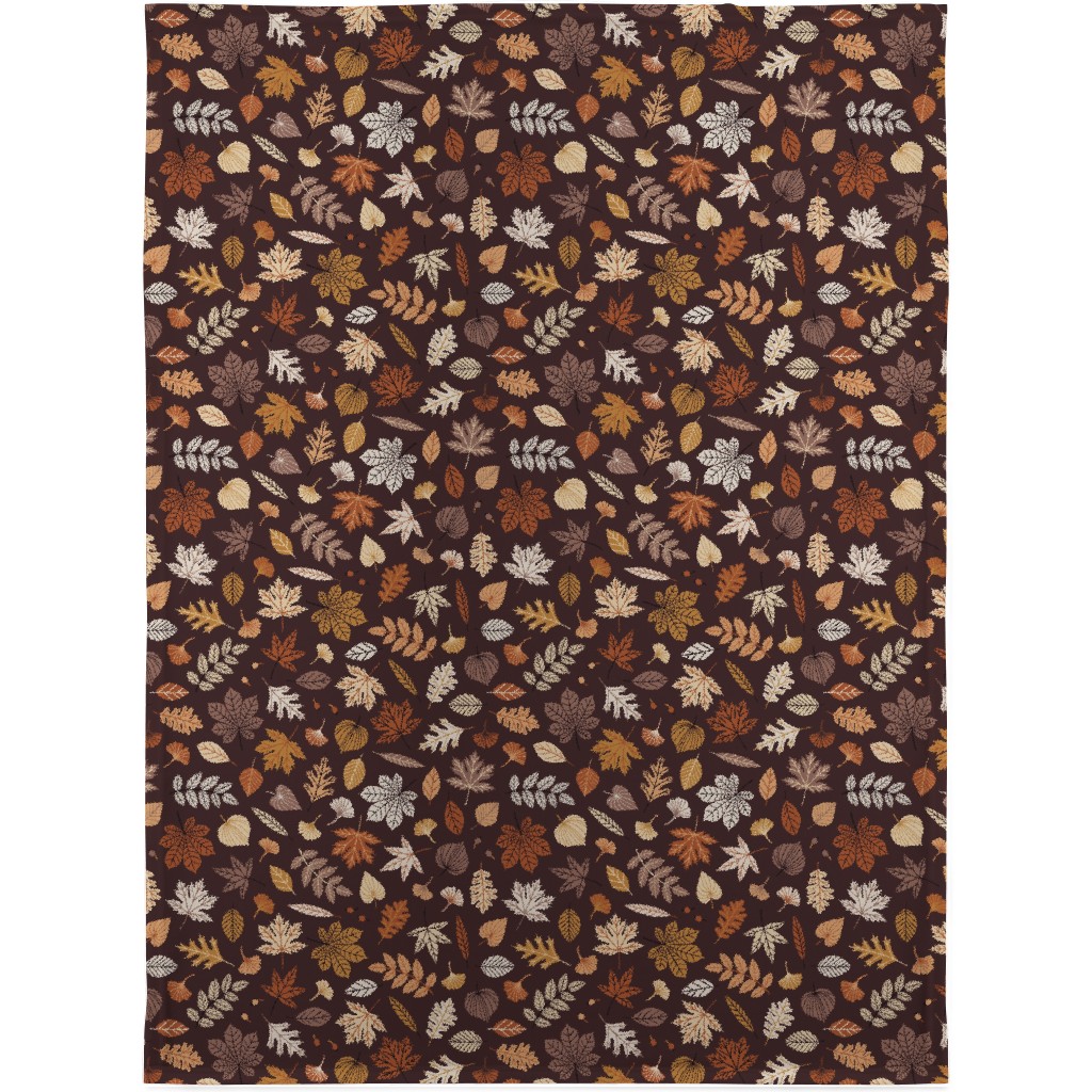 Fall Time Leaves - Brown Blanket, Plush Fleece, 30x40, Brown, Brown