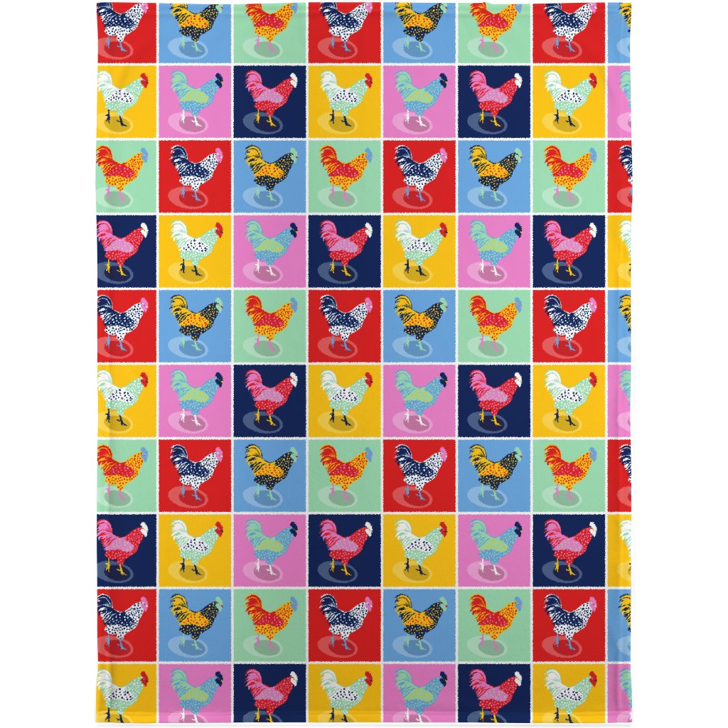 Pop Art Chickens - Multicolor Blanket, Plush Fleece, 30x40, Multicolor