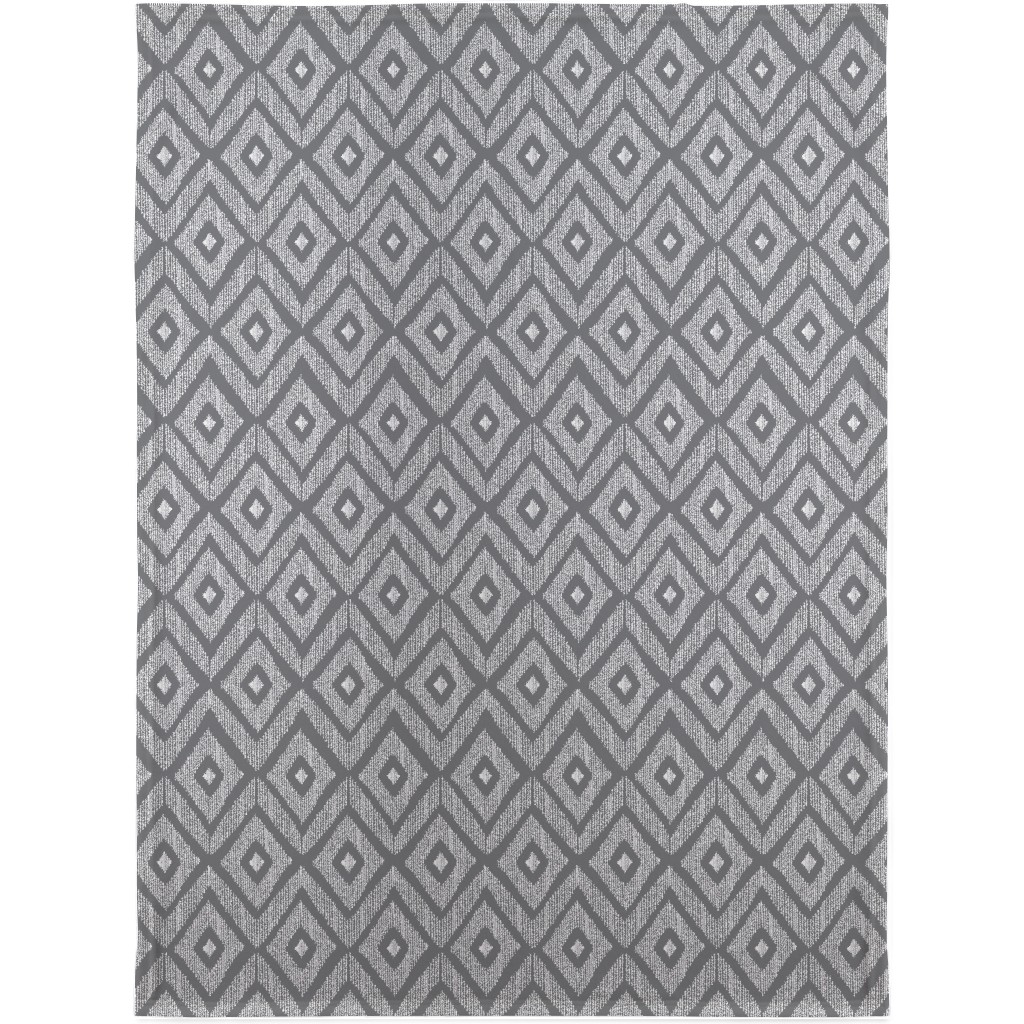 Ikat Blanket, Plush Fleece, 30x40, Gray, Slate