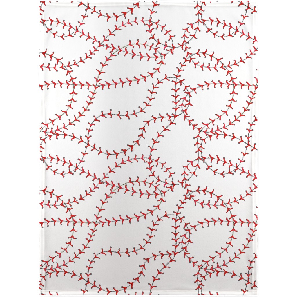 Baseball Seams Blanket, Plush Fleece, 30x40, White