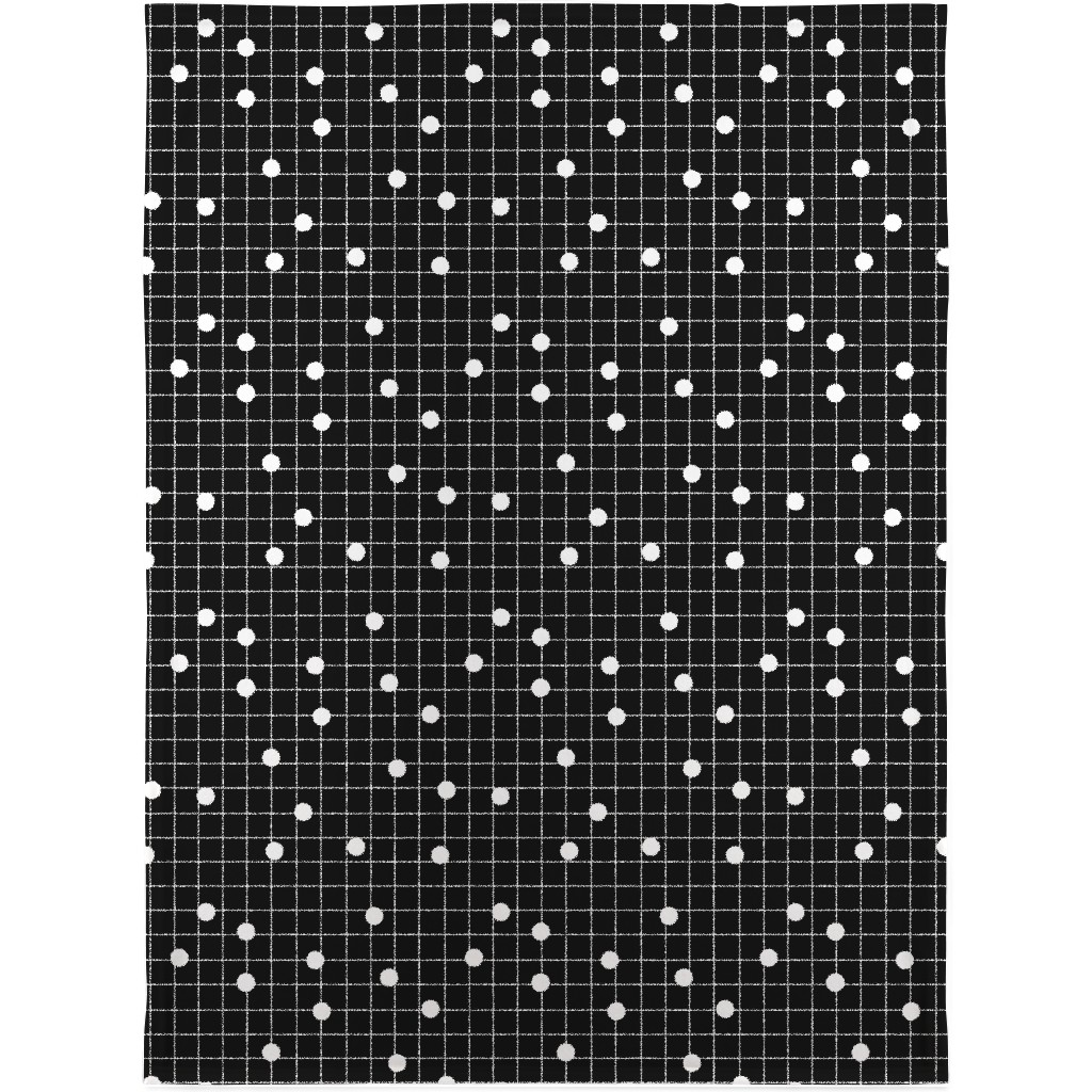 Dot Line - Black and White Blanket, Plush Fleece, 30x40, Black, Black