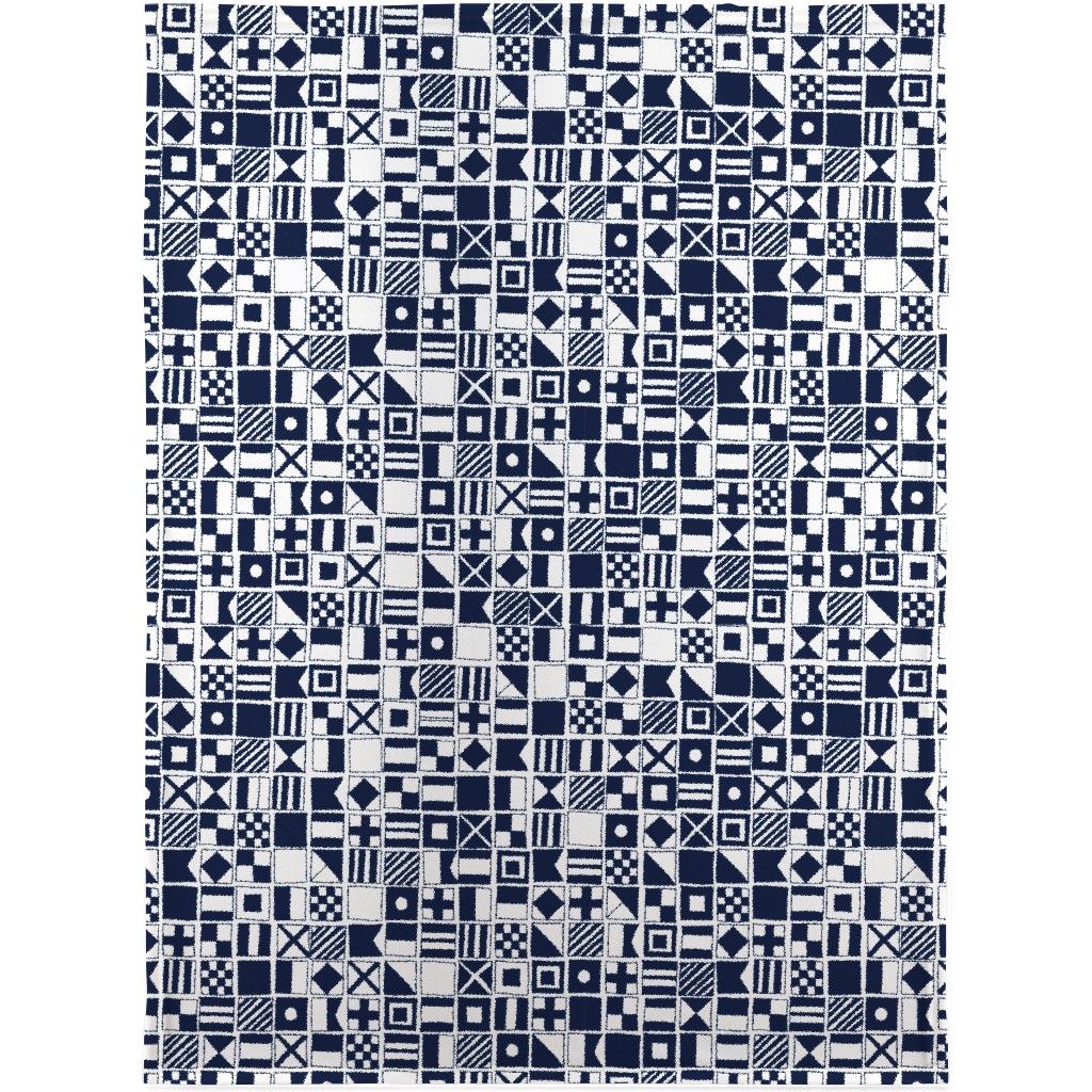 Sailing Flags - Navy Blue Blanket, Plush Fleece, 30x40, Blue