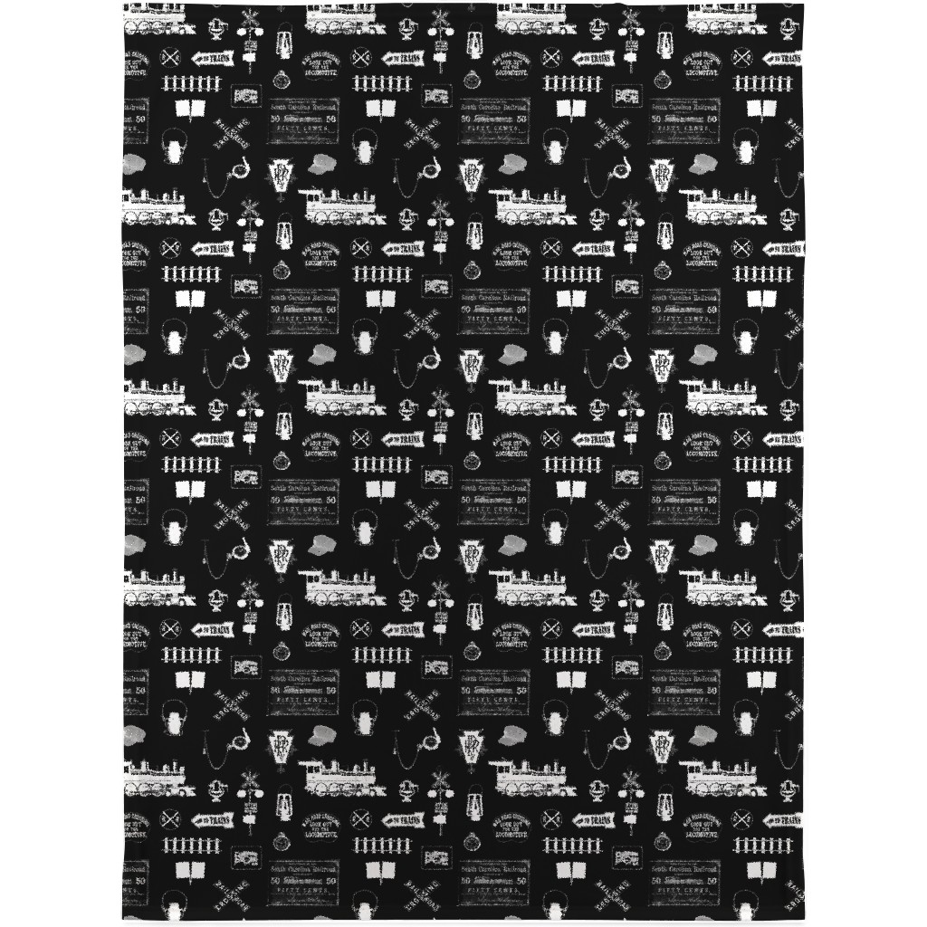 Railroad Blanket, Plush Fleece, 30x40, Black, Black