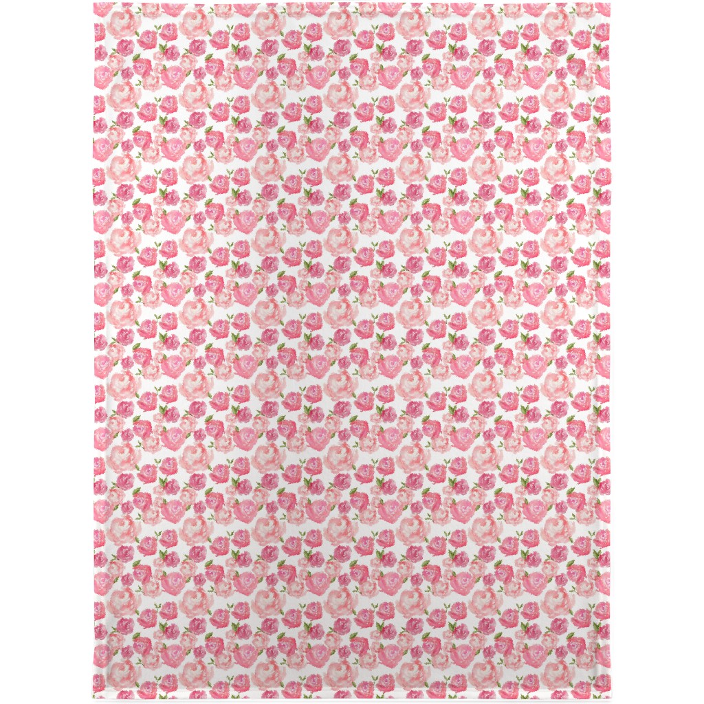 Watercolor Floral - Pink Blanket, Plush Fleece, 30x40, Pink, Bright Pink