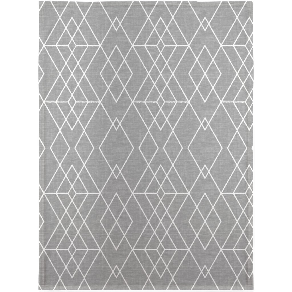 Geometric Grid - Gray Blanket, Plush Fleece, 30x40, Gray, Gray