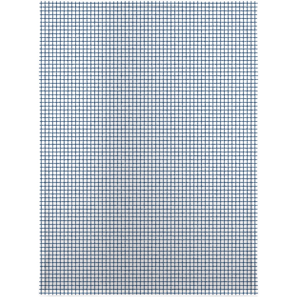 Grid - Navy and White Blanket, Plush Fleece, 30x40, Blue