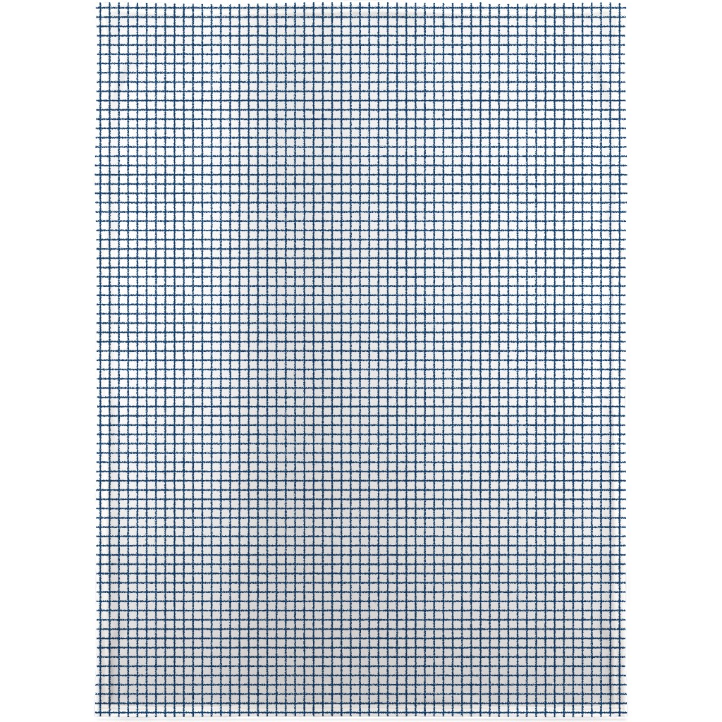 Grid - Navy and White Blanket, Plush Fleece, 30x40, Blue