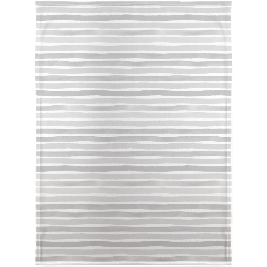 Imperfect Watercolor Stripes Blanket, Plush Fleece, 30x40, Gray