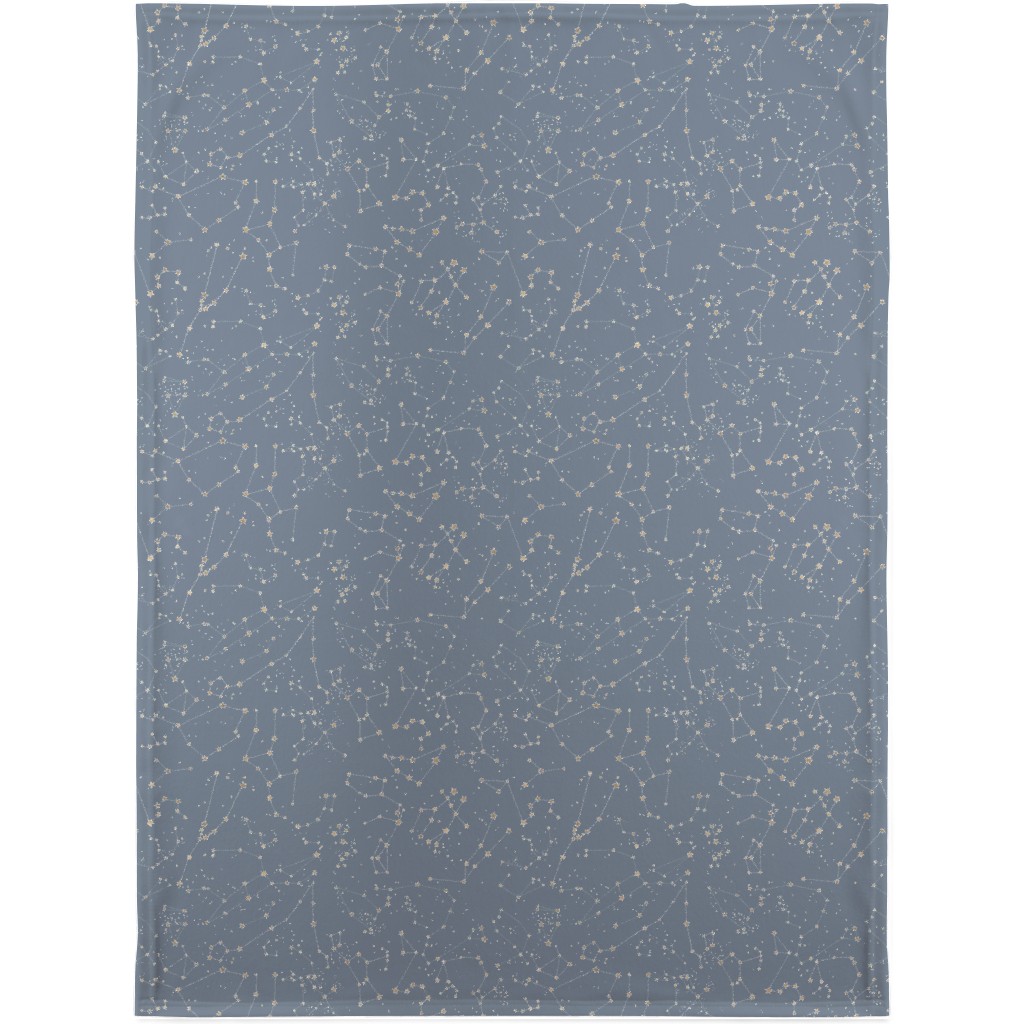 Constellations - Grey With Gold Stars Blanket, Plush Fleece, 30x40, Gray