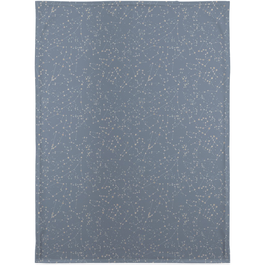Constellations - Grey With Gold Stars Blanket, Plush Fleece, 30x40, Gray, Gray