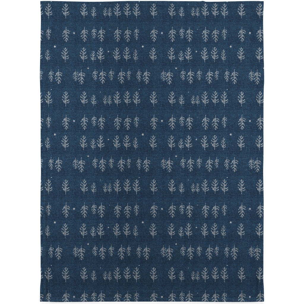 Arctic Night Forest - Navy Blanket, Plush Fleece, 30x40, Blue, True Blue