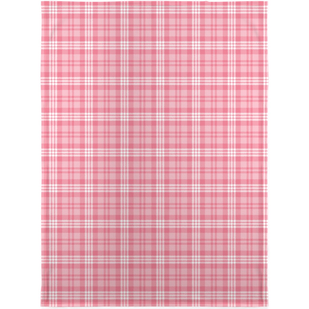 Plaid Pattern Blanket, Plush Fleece, 30x40, Pink