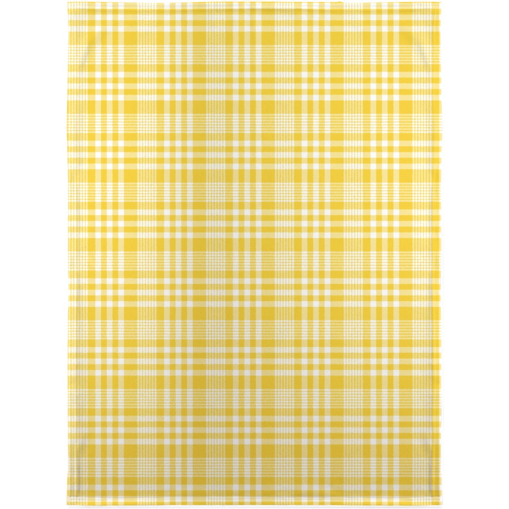 Plaid Pattern Blanket, Plush Fleece, 30x40, Yellow