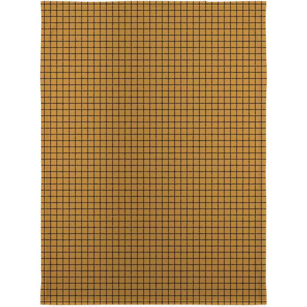 Square Grid Blanket, Plush Fleece, 30x40, Brown, Golden