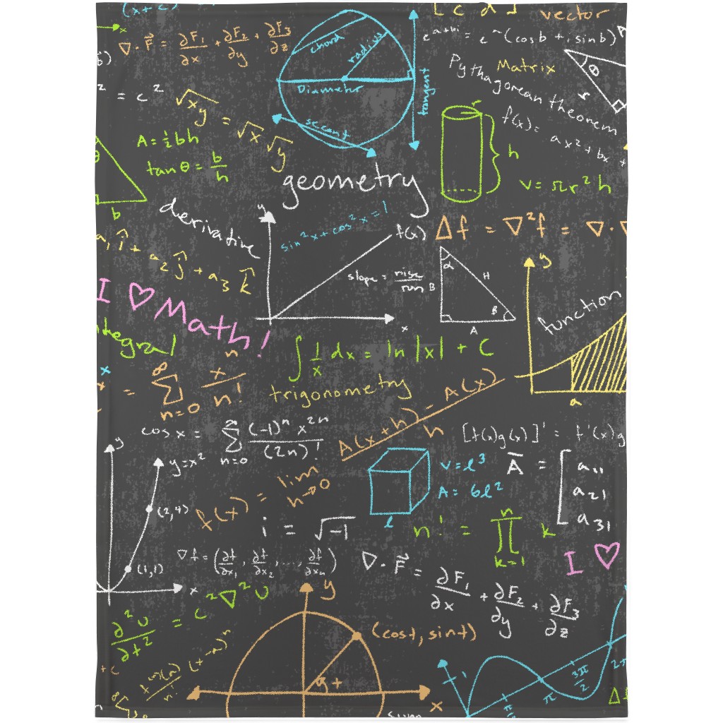 Math Lessons - Gray Blanket, Plush Fleece, 30x40, Gray, Gray