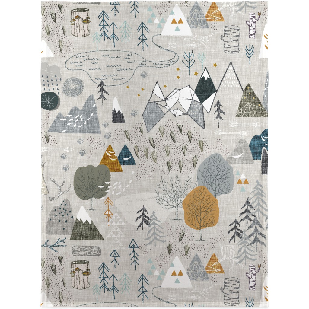 Max's Map - Gray Blanket, Plush Fleece, 30x40, Gray, Gray