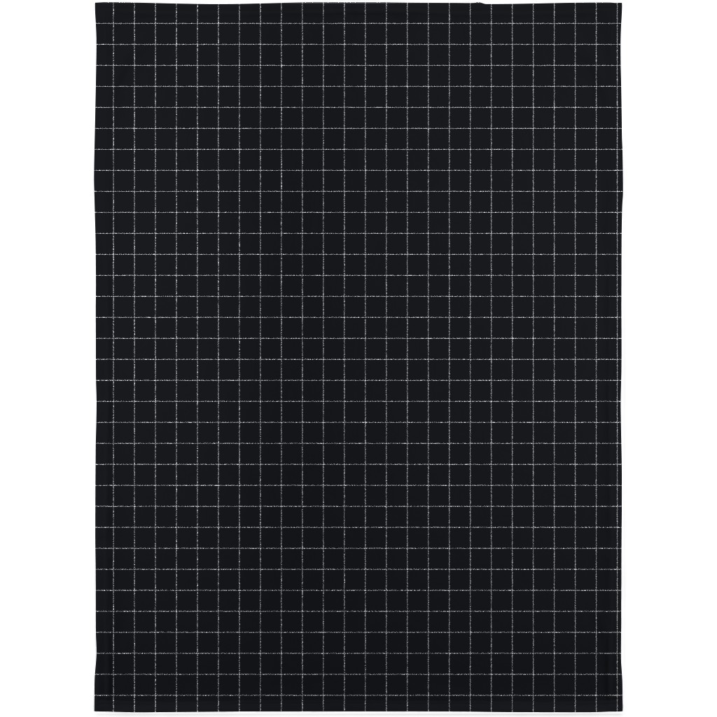 Grid - Black Ad White Blanket, Plush Fleece, 30x40, Black