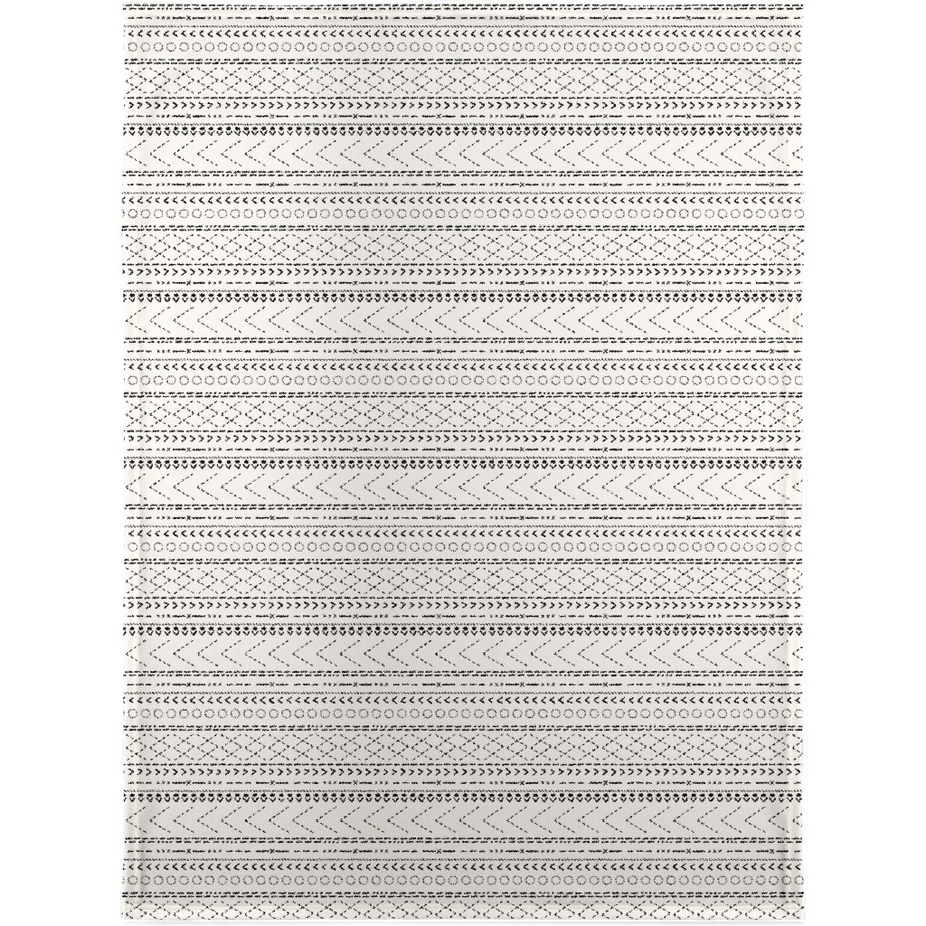 Minimal Mudcloth Bohemian - Light Blanket, Plush Fleece, 30x40, Beige, Pearl