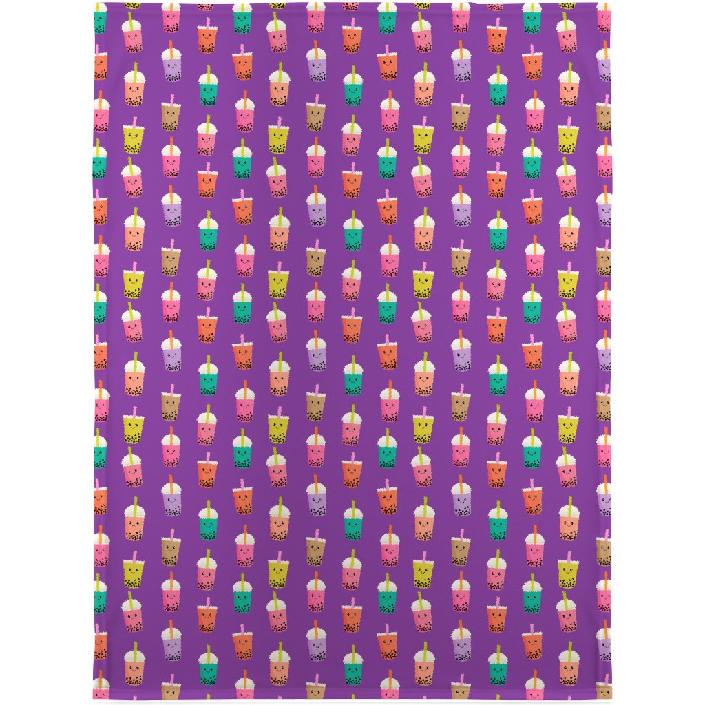Boba Tea Blanket, Plush Fleece, 30x40, Purple, Lupin