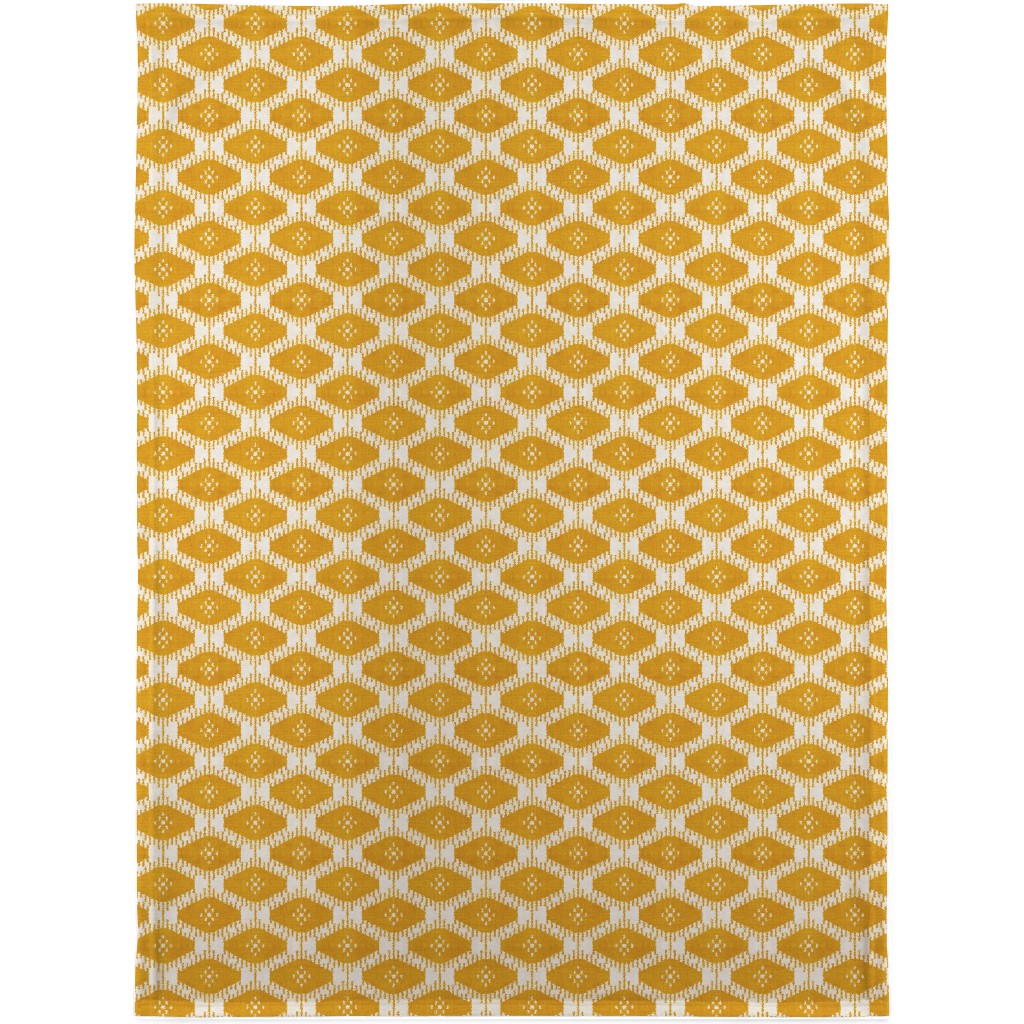 Stella Ikat - Yellow Blanket, Plush Fleece, 30x40, Yellow