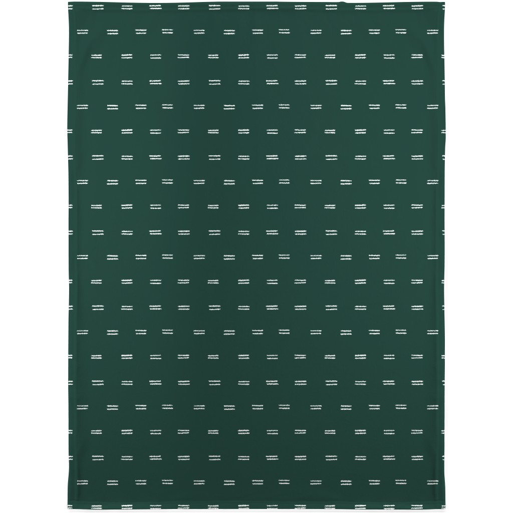 Parallel Lines Hand Drawn Mudcloth on Bottle Green Blanket, Plush Fleece, 30x40, Green, Classic Green