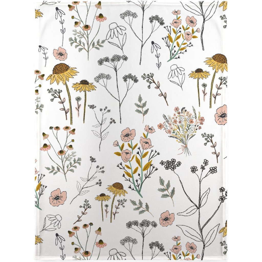 Bee Nice To Me - Multi on White Blanket, Plush Fleece, 30x40, Yellow, Classic Yellow