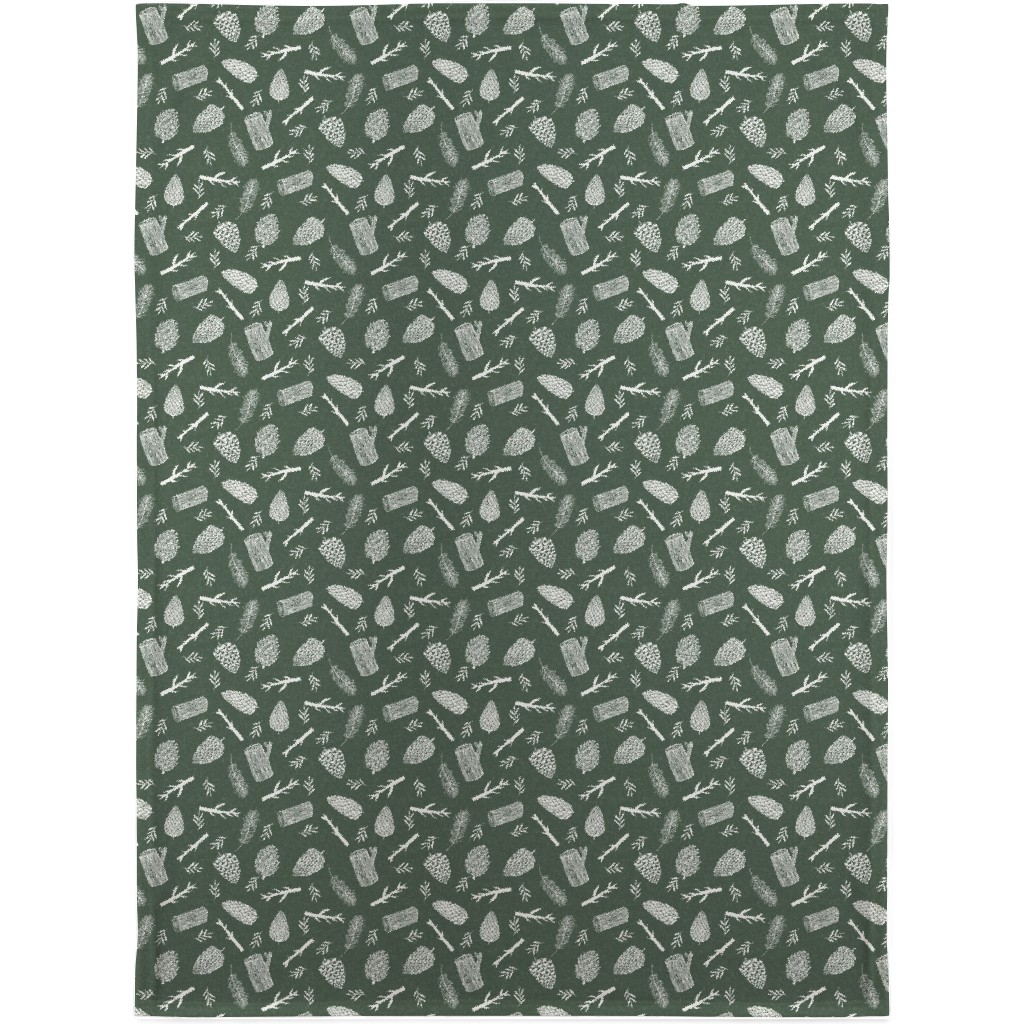 Pinecones - Hunter Green Blanket, Plush Fleece, 30x40, Green, Classic Green