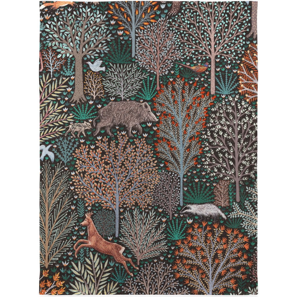 Forest & Animals - Multi Blanket, Plush Fleece, 30x40, Multicolor