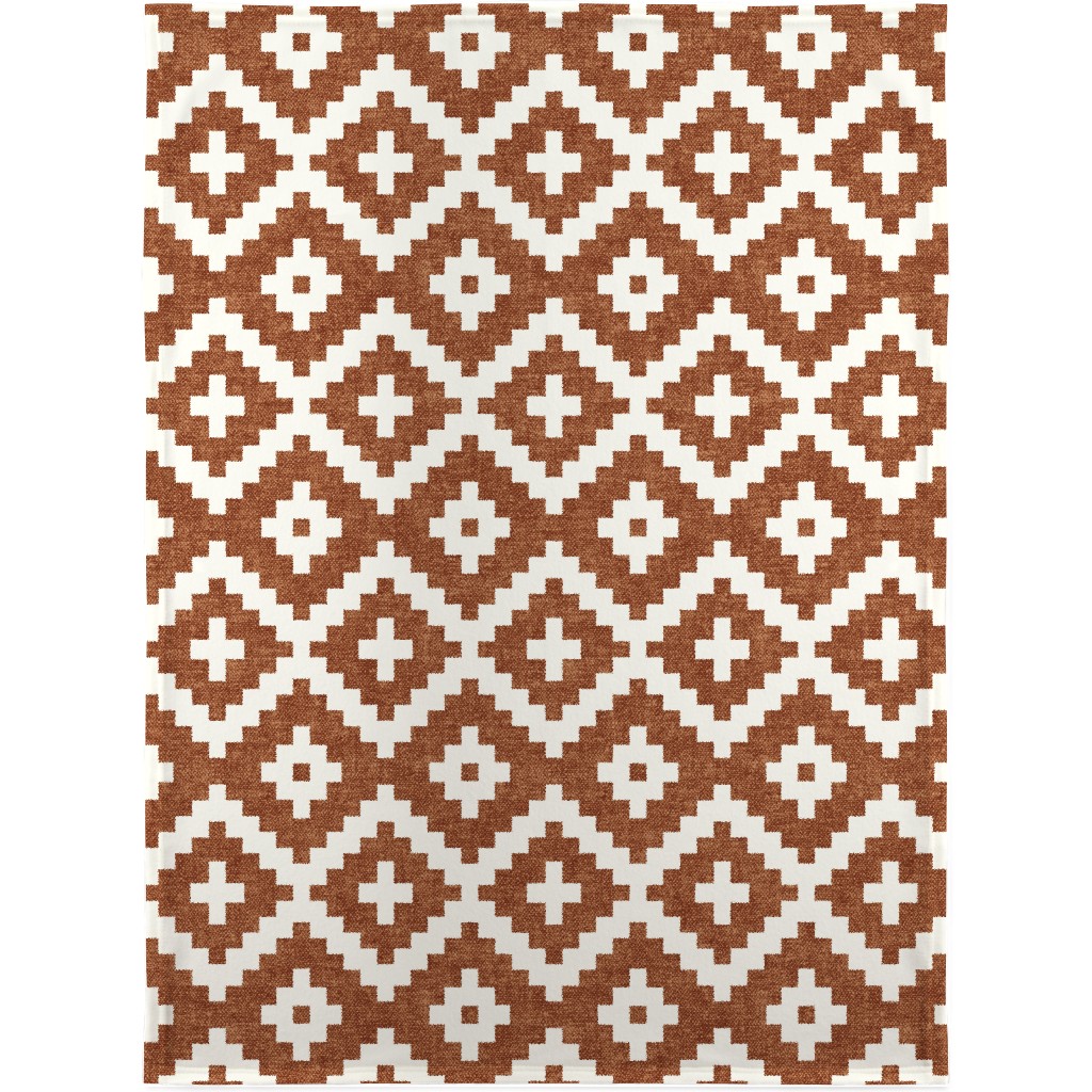 Geometric Woven Aztec - Ginger Blanket, Plush Fleece, 30x40, Brown, Brown