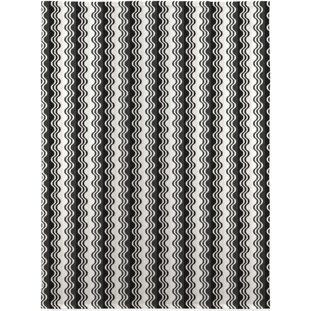 Sea Shell Waves - Grey Blanket, Plush Fleece, 30x40, Black