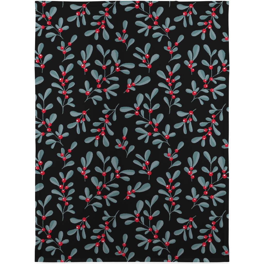 Little Mistletoe Garden Botanicals - Dark Blanket, Plush Fleece, 30x40, Multicolor