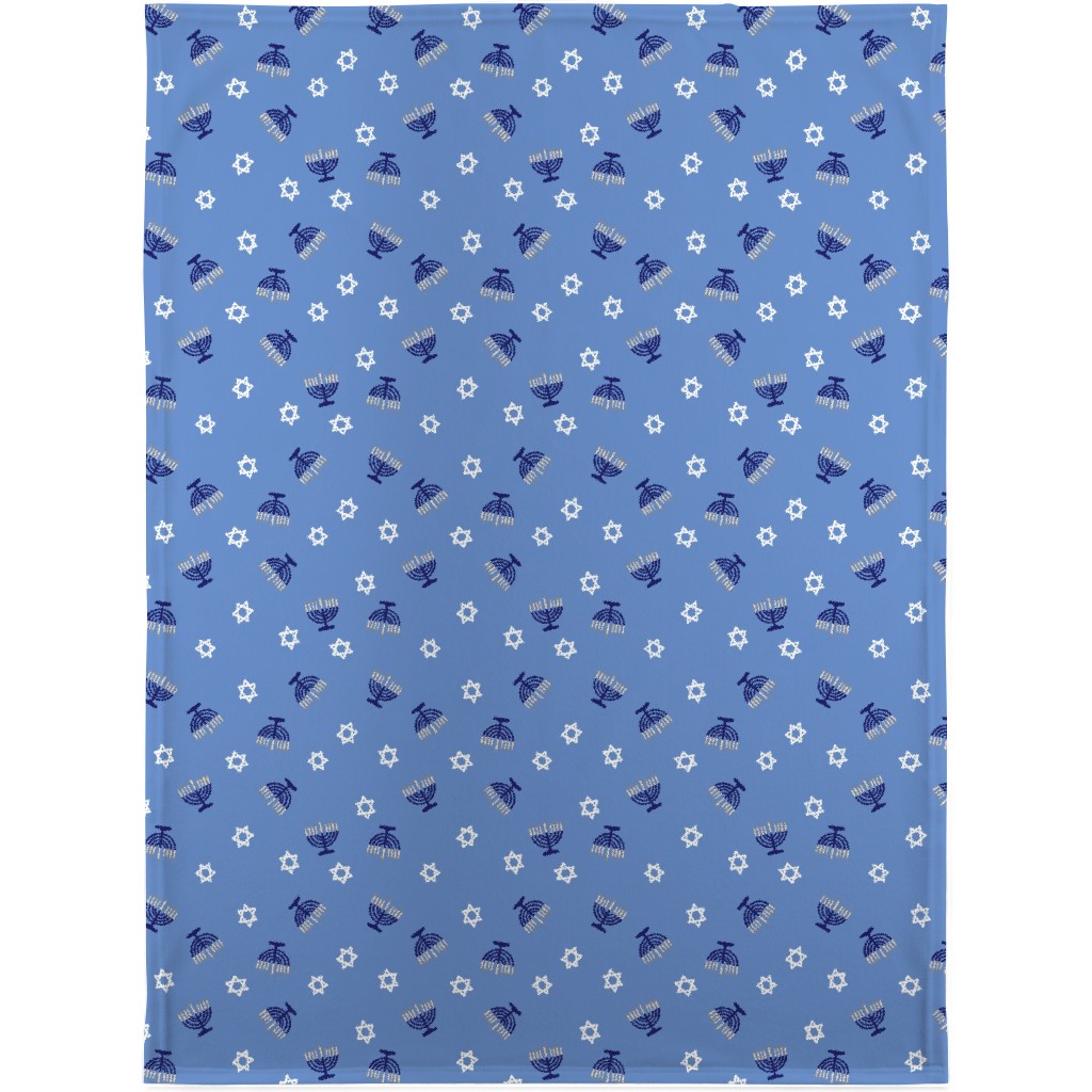 Hanukkah - Blue Blanket, Plush Fleece, 30x40, Blue, True Blue