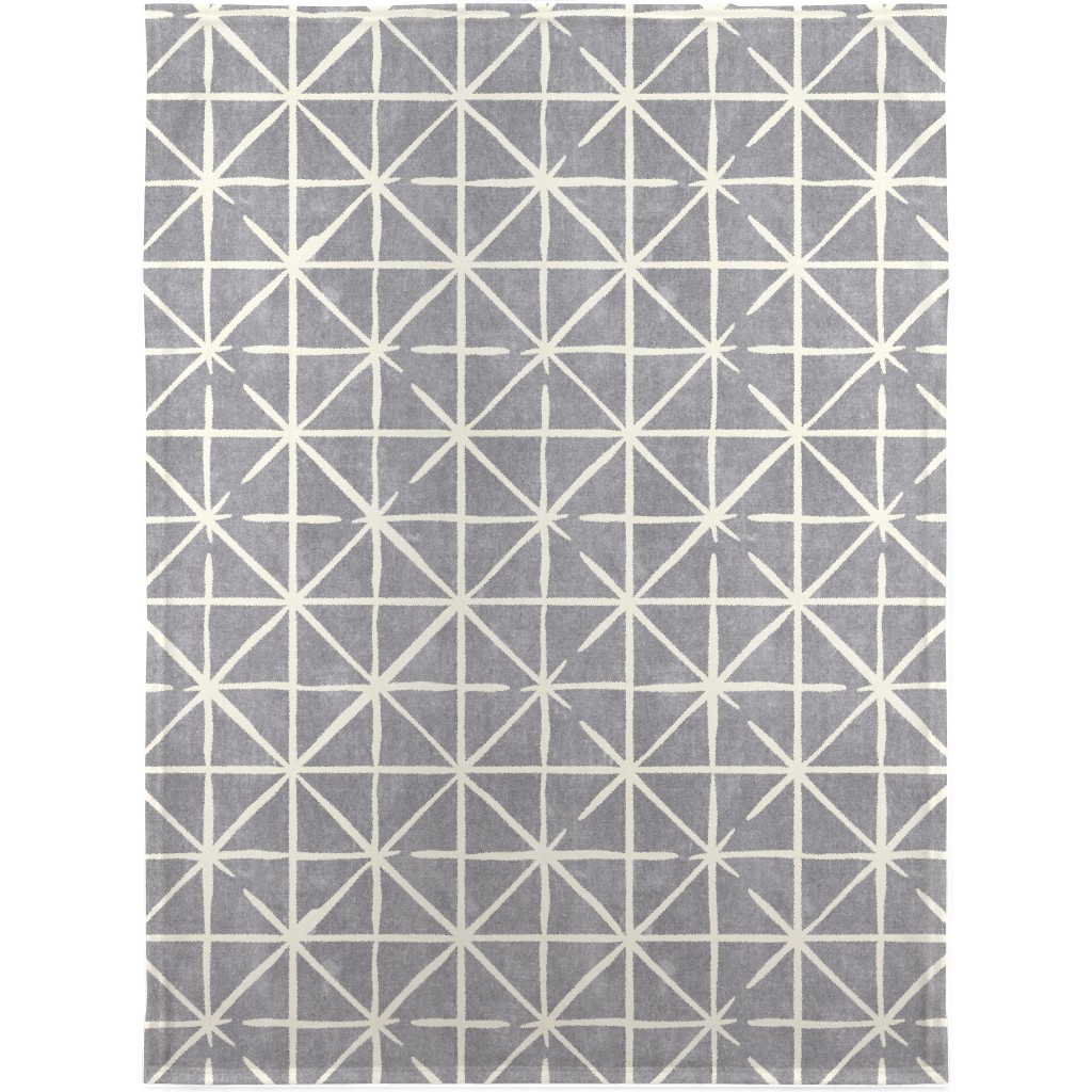 Geometric Triangles - Distressed - Grey Blanket, Plush Fleece, 30x40, Gray