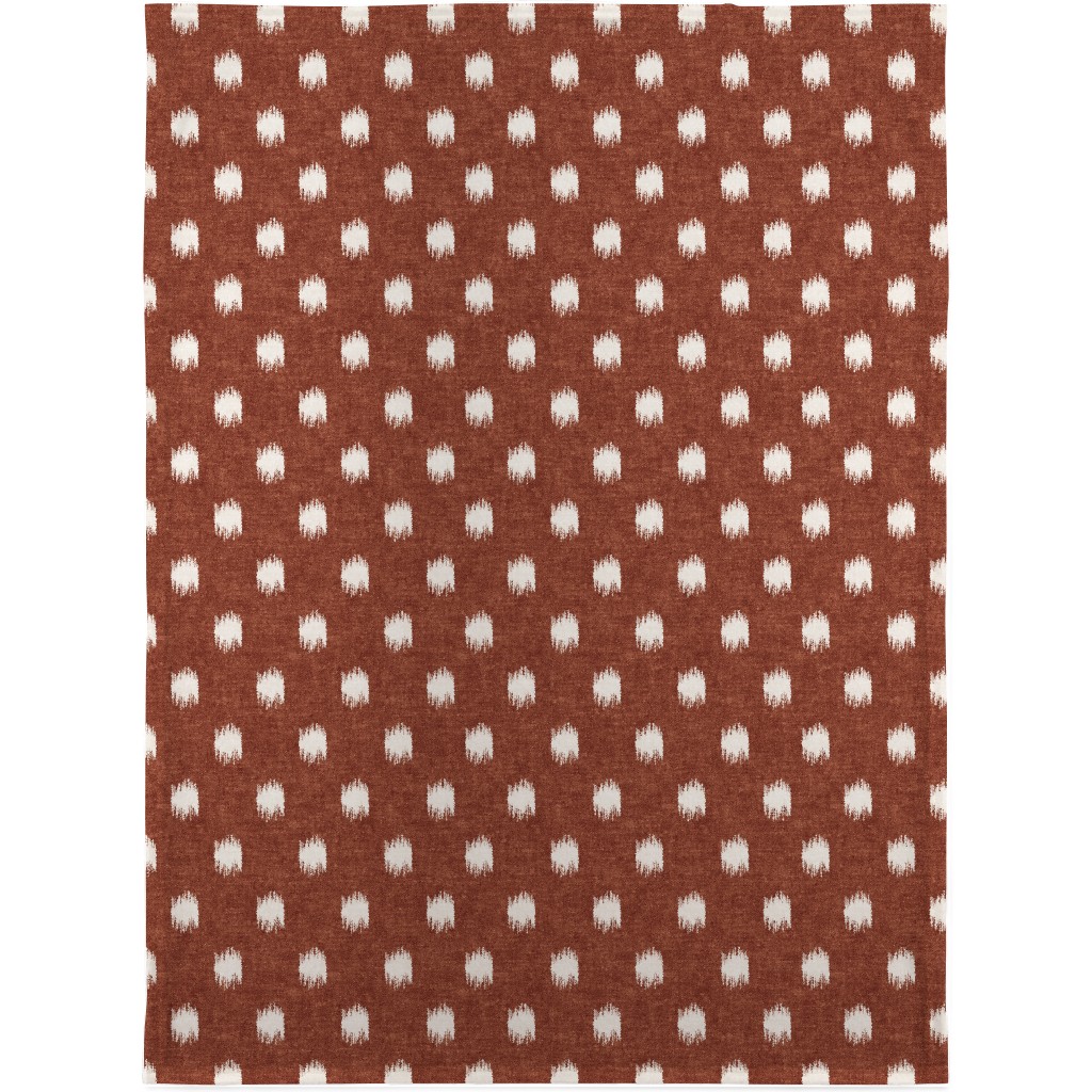 Ikat Polka Dots - Rust Blanket, Plush Fleece, 30x40, Red
