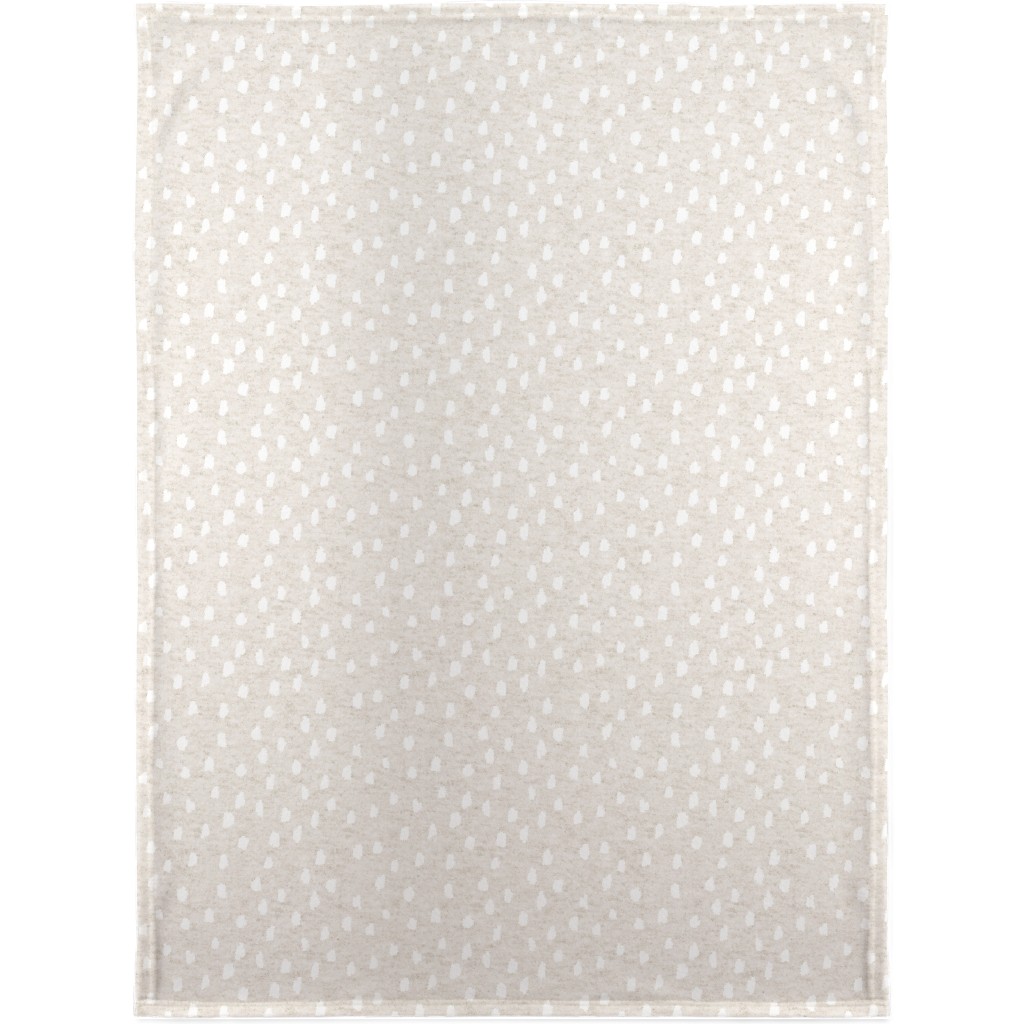 White Speckle Dot on Textured Oatmeal Blanket, Plush Fleece, 30x40, Beige
