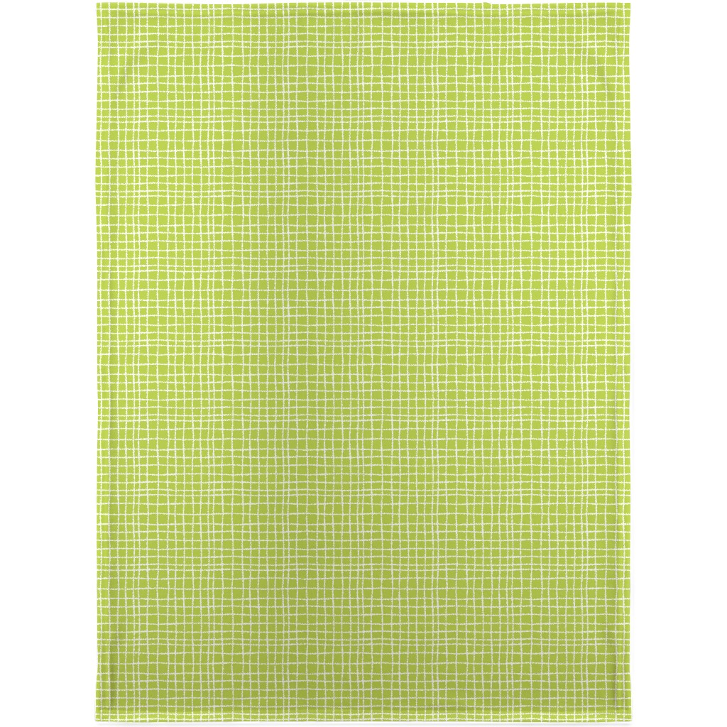 Wavy Grid Blanket, Plush Fleece, 30x40, Green, Lime