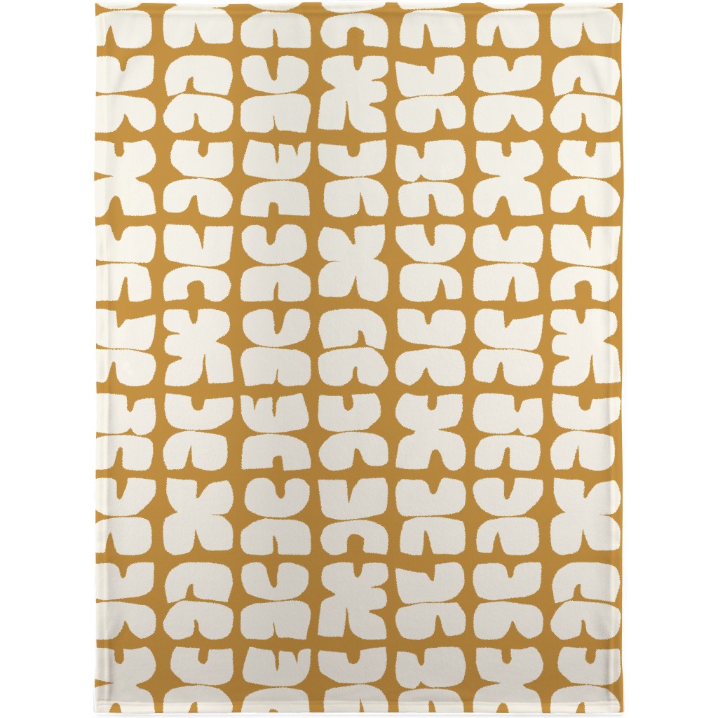 Xpot Block Print - Yellow and Cream Blanket, Plush Fleece, 30x40, Yellow, Classic Yellow