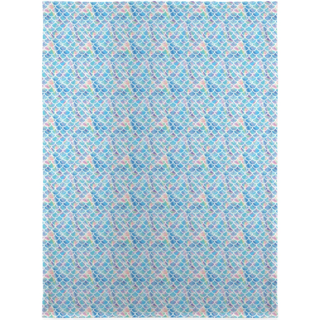 Mermaid Scales - Blue Blanket, Plush Fleece, 30x40, Blue, True Blue