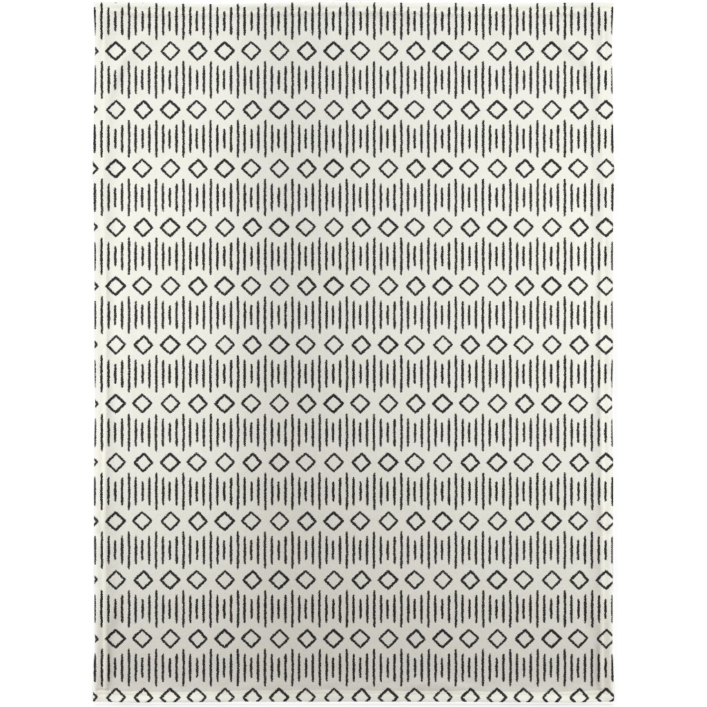 Diamond Fall - Mud Cloth - Onyx on Bone - Mudcloth Farmhouse Tribal - Lad19bs Blanket, Sherpa, 30x40, Beige, Pearl