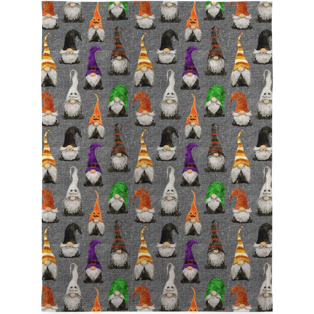 Halloween Gnomes - Grey Blanket, Sherpa, 30x40, Multicolor