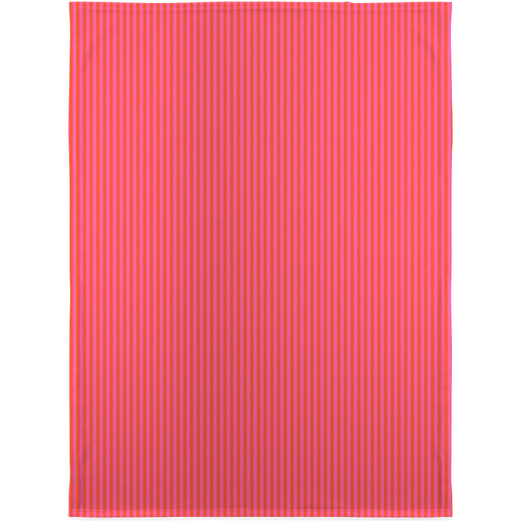 Piccadilly Pinstripes in Mod - Orange and Pink Blanket, Sherpa, 30x40, Pink, Bright Pink
