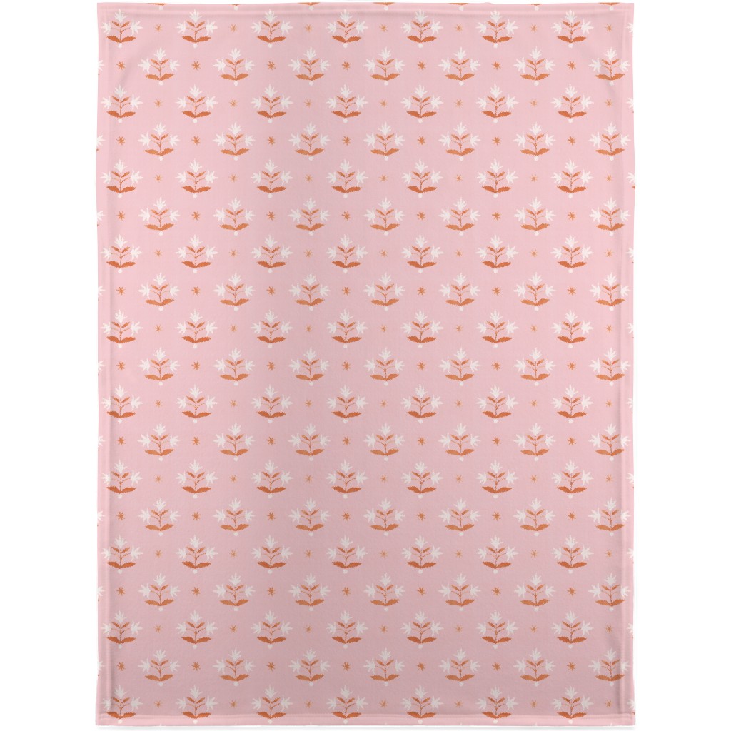 Thistle Stars - Pink and Orange Blanket, Sherpa, 30x40, Pink, Bright Pink