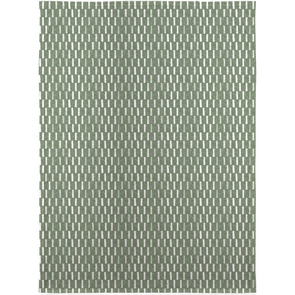 Block Print Dash - Sage Blanket, Sherpa, 30x40, Green, Classic Green