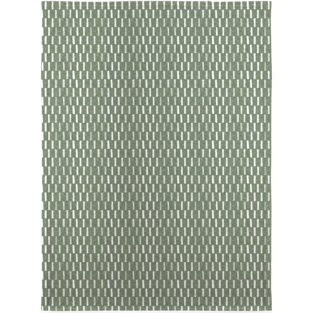 Block Print Dash - Sage Blanket, Sherpa, 30x40, Green