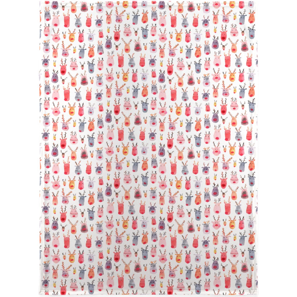 Rudolph Reindeers Blanket, Sherpa, 30x40, Red, White