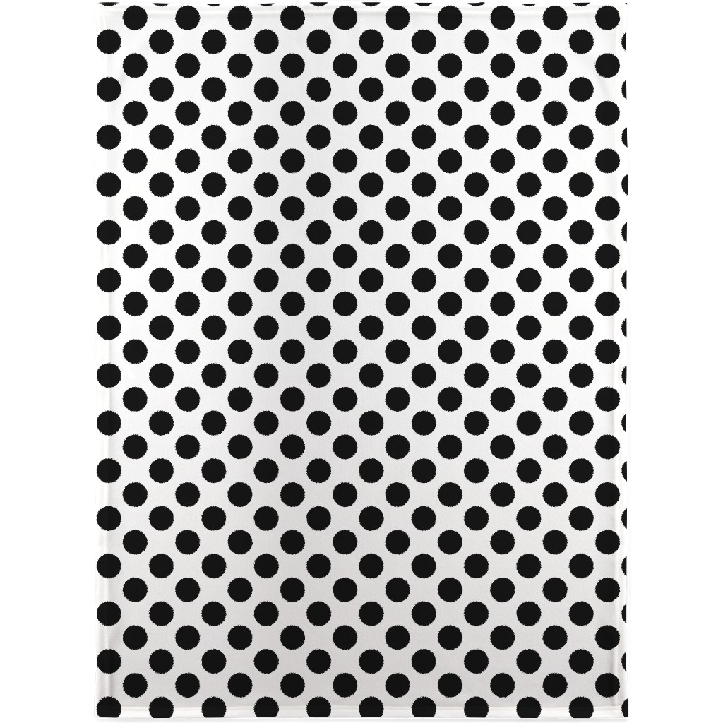 Polka Dot - Black and White Blanket, Sherpa, 30x40, Black