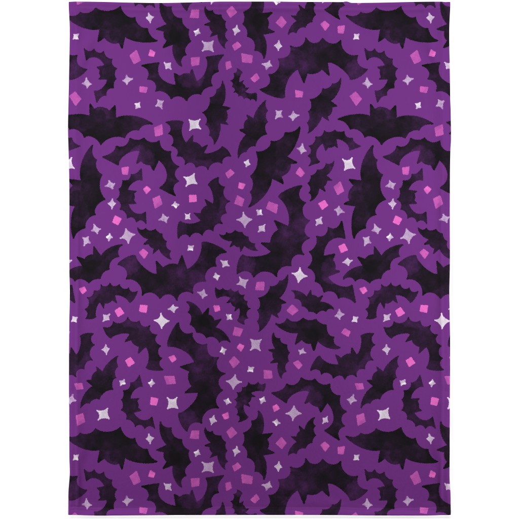 Bats & Sparkles Blanket, Sherpa, 30x40, Purple